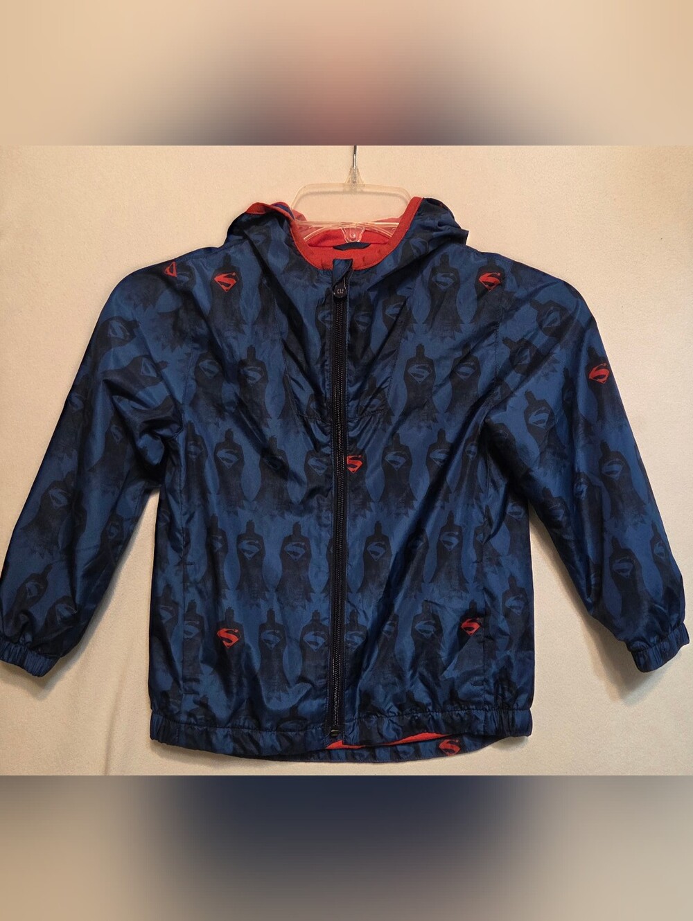 Kid's GAP DC  Blue Superman Hooded Raincoat with Red Accents Size 5